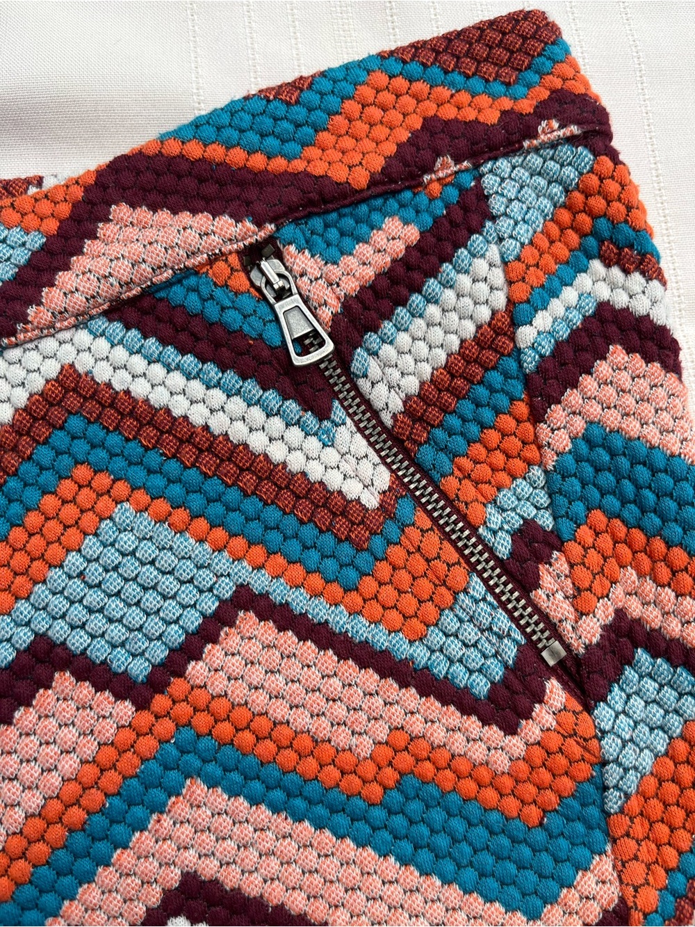 Free People Floyd High-Waist Chevron Knit Shorts - Orange, Blue, Maroon, White - Picture 2 of 8